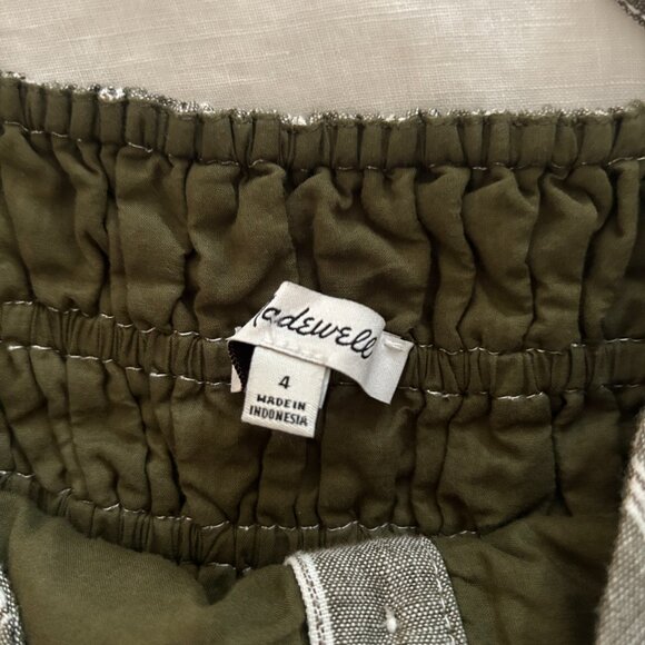 Madewell Linen Romper/jumpsuit - gray/green and cream striped - Picture 3 of 6